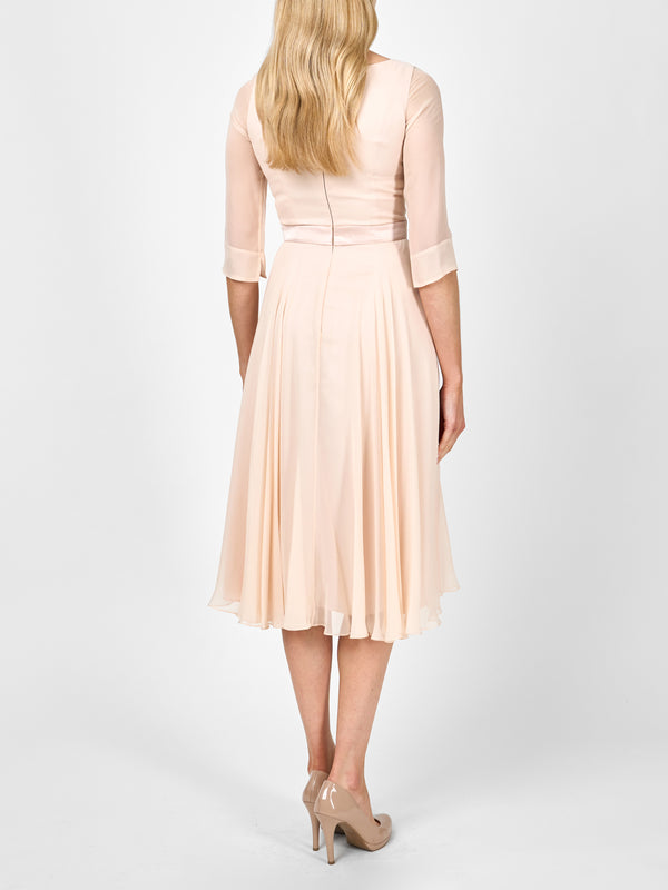 Favourbrook Serena Longer Circle Dress Blush Plain Georgette
