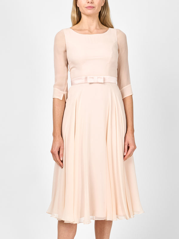 Favourbrook Serena Longer Circle Dress Blush Plain Georgette
