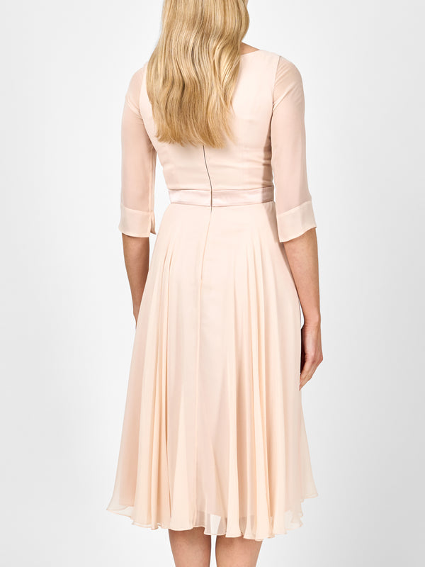 Favourbrook Serena Longer Circle Dress Blush Plain Georgette