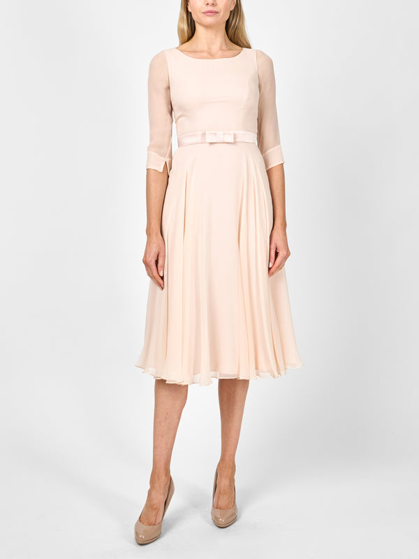favourbrook Serena Longer Circle Dress Blush Plain Georgette