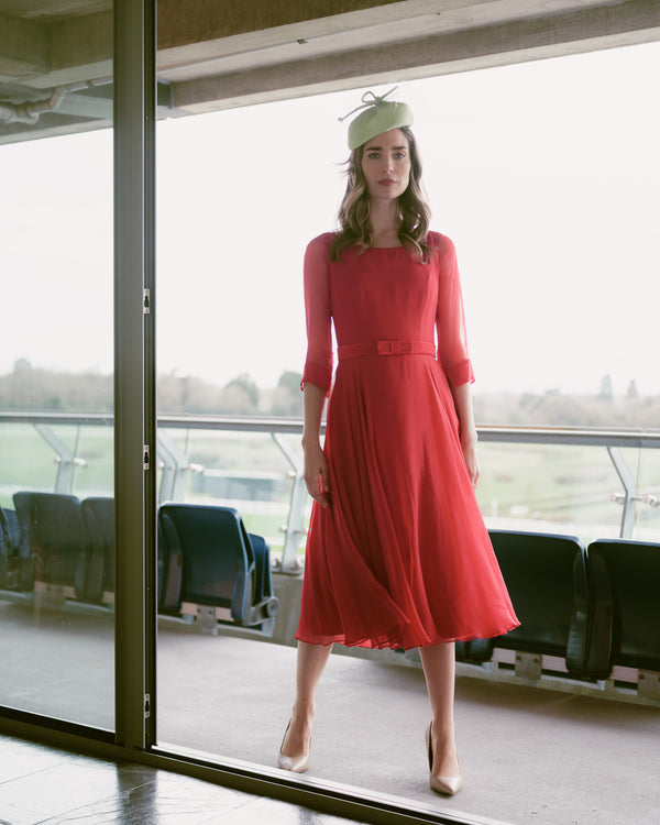 Favourbrook Serena Longer Circle Dress Ruby Plain Georgette