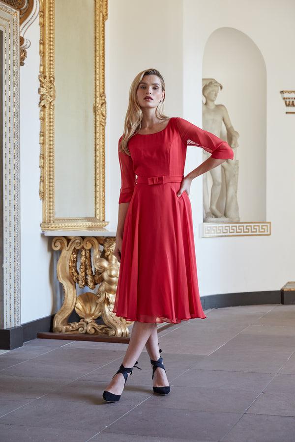 Favourbrook Serena Longer Circle Dress Ruby Plain Georgette