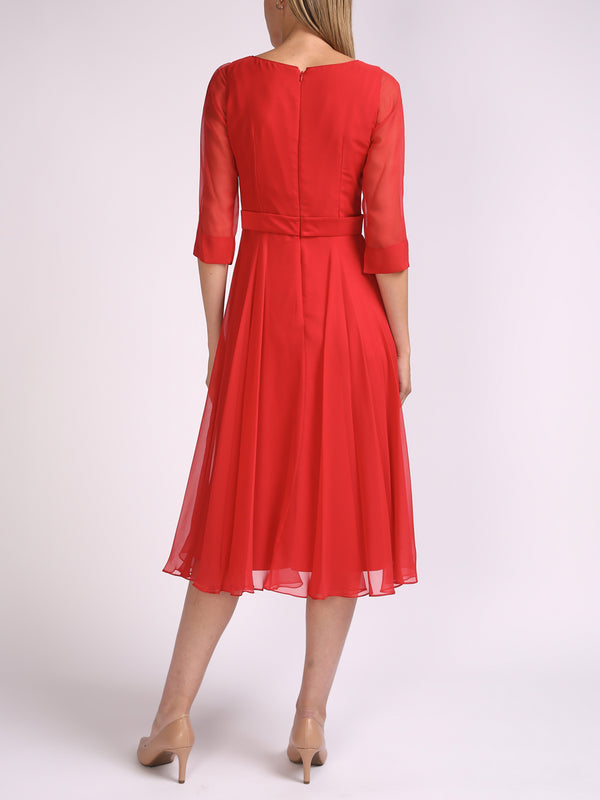 Favourbrook Serena Longer Circle Dress Ruby Plain Georgette