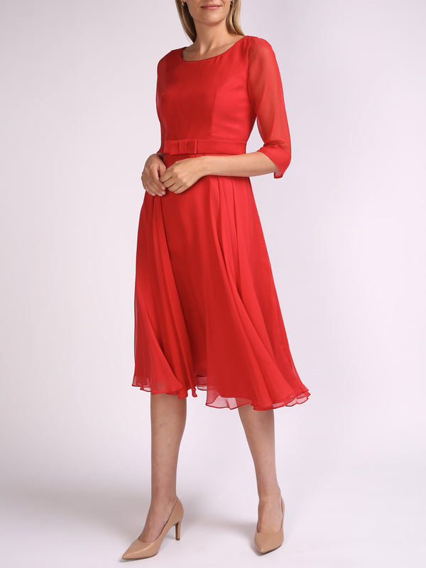 favourbrook Serena Longer Circle Dress Ruby Plain Georgette