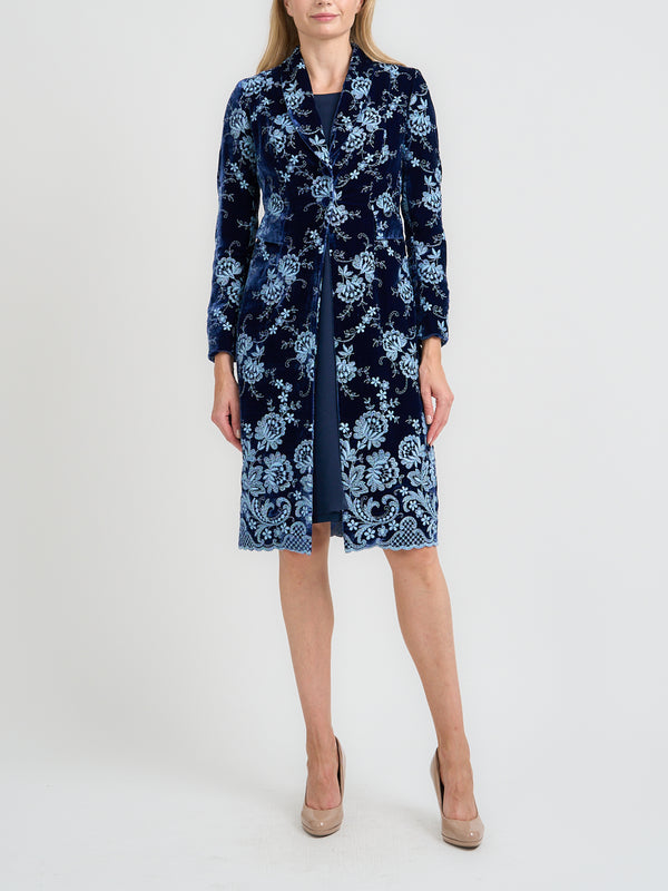 favourbrook Shawl Collar Eton Coat Royal Blue Trumen Silk Velvet