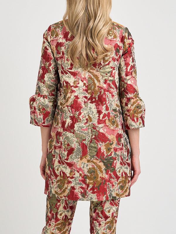 Favourbrook Short Duster Jacket Red Gold Barnwell Brocade
