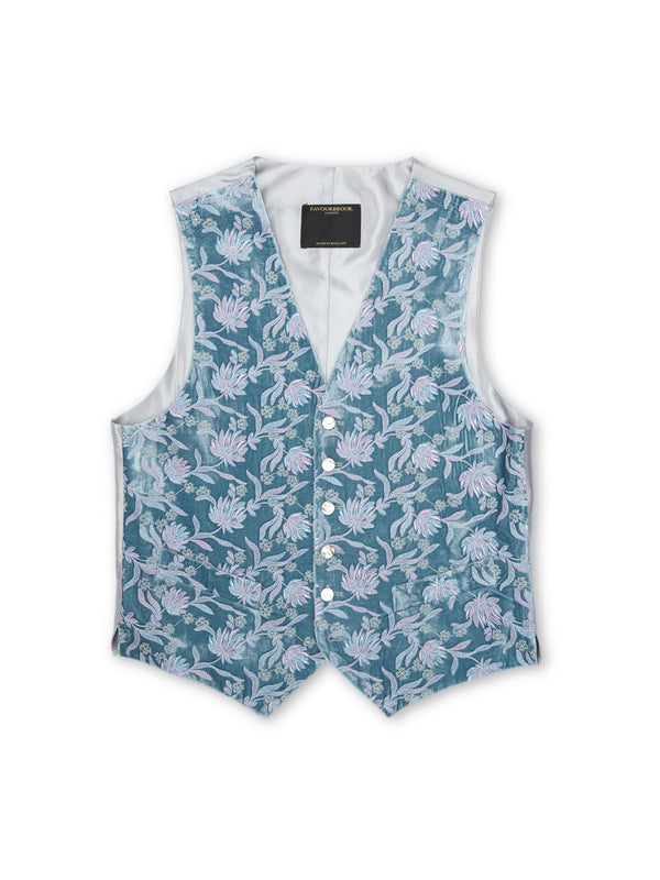 Favourbrook Silver Anais Velvet Single Breasted Waistcoat