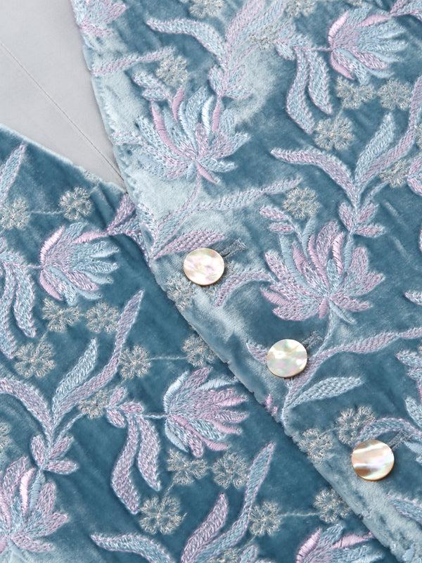 Favourbrook Silver Anais Velvet Single Breasted Waistcoat