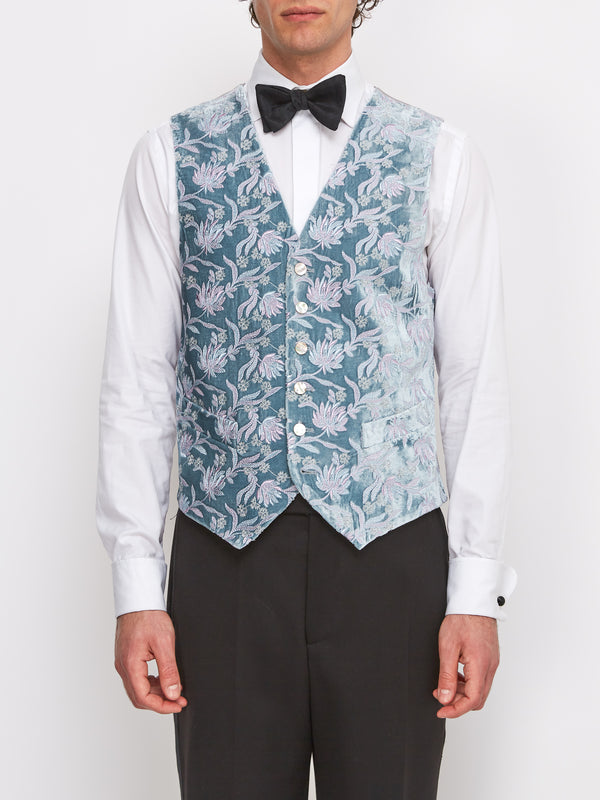 favourbrook Silver Anais Velvet Single Breasted Waistcoat