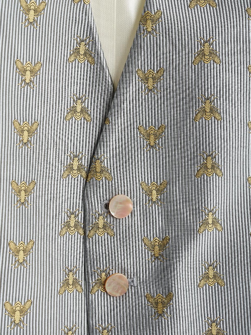 Favourbrook Silver Gold Bees Silk Single Breasted Waistcoat