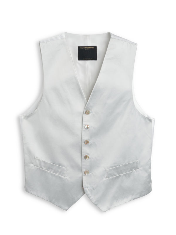 favourbrook Silver Grey Duchesse Satin Single Breasted Waistcoat
