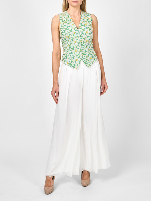 Favourbrook Single Breasted Waistcoat Spring Green Dunwich Crease Resist Linen