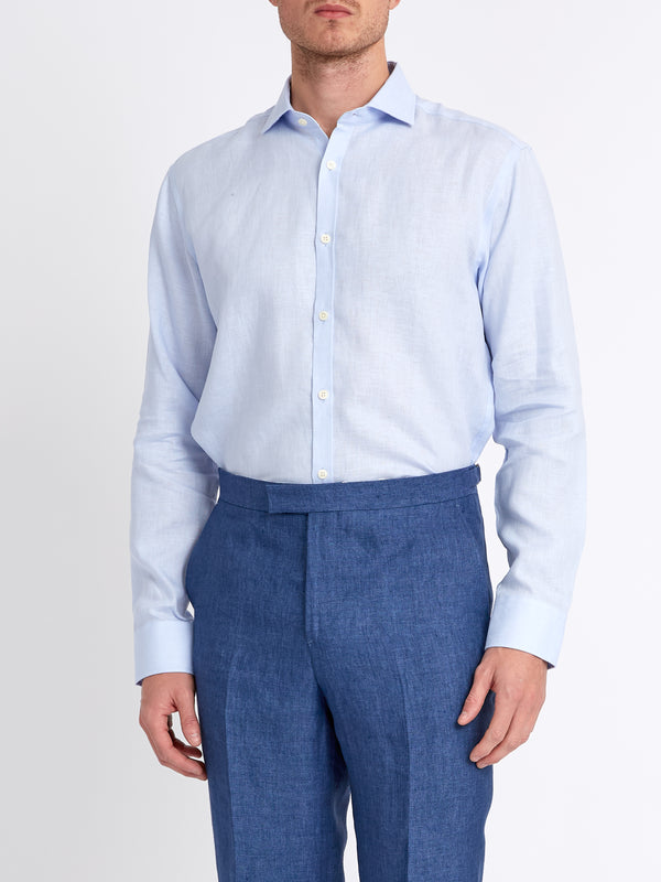 Favourbrook Sky Blue Bridford Linen Cutaway Collar Shirt