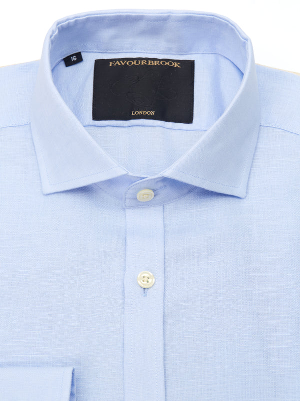 Favourbrook Sky Blue Bridford Linen Cutaway Collar Shirt