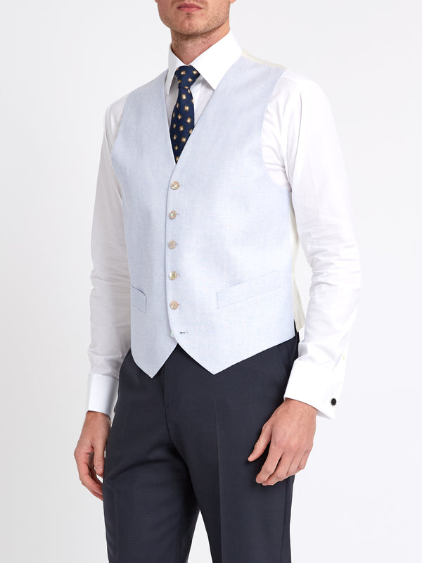 Favourbrook Sky Blue Randwick Single Breasted Waistcoat With Piping