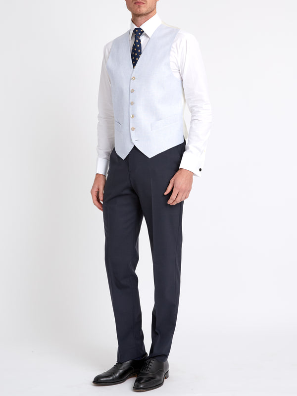 Favourbrook Sky Blue Randwick Single Breasted Waistcoat With Piping
