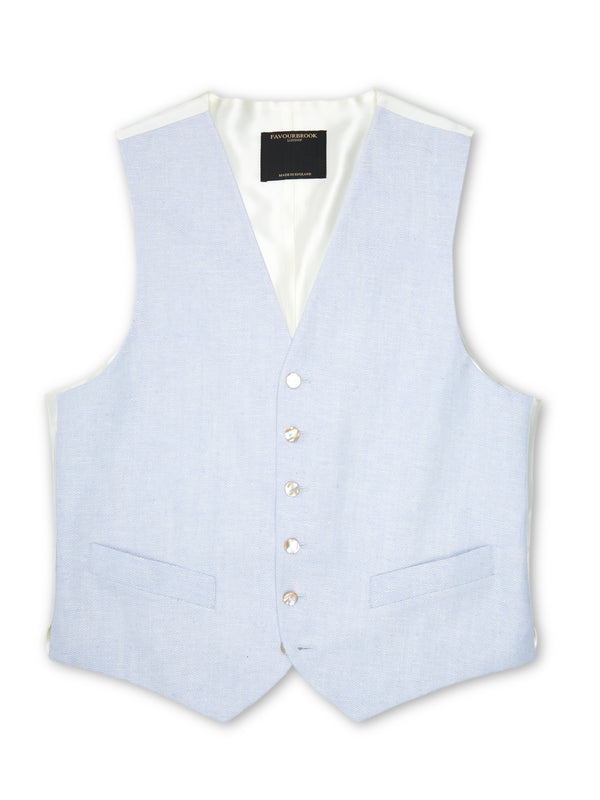 Favourbrook Sky Blue Randwick Single Breasted Waistcoat With Piping