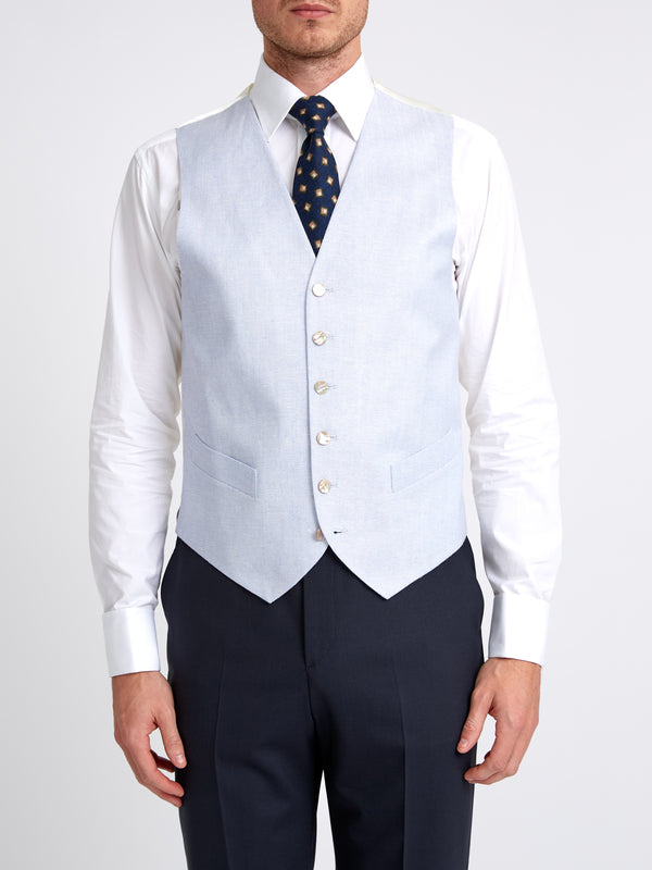 favourbrook Sky Blue Randwick Single Breasted Waistcoat with Piping
