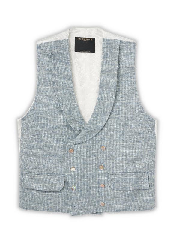 Favourbrook Sky Blue Wetherby Double Breasted Waistcoat