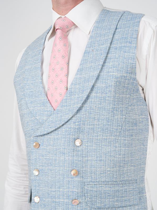 Favourbrook Sky Blue Wetherby Double Breasted Waistcoat