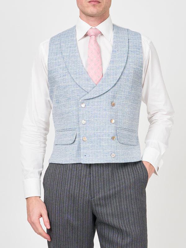 favourbrook Sky Blue Wetherby Double Breasted Waistcoat