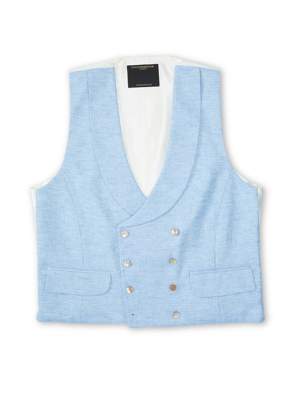 Favourbrook Sky Blue Wolferton Double Breasted Waistcoat