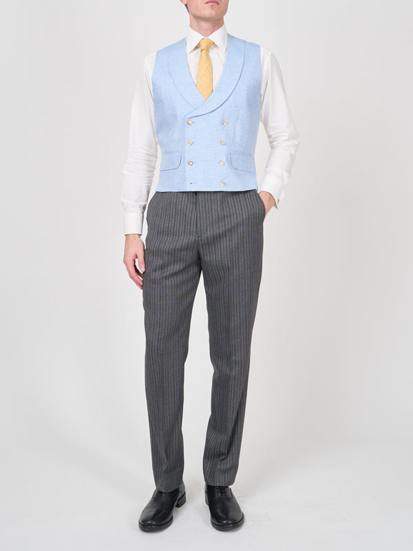 Favourbrook Sky Blue Wolferton Double Breasted Waistcoat