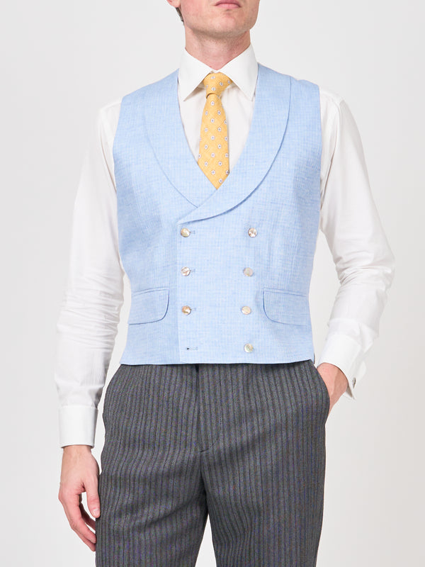 favourbrook Sky Blue Wolferton Double Breasted Waistcoat