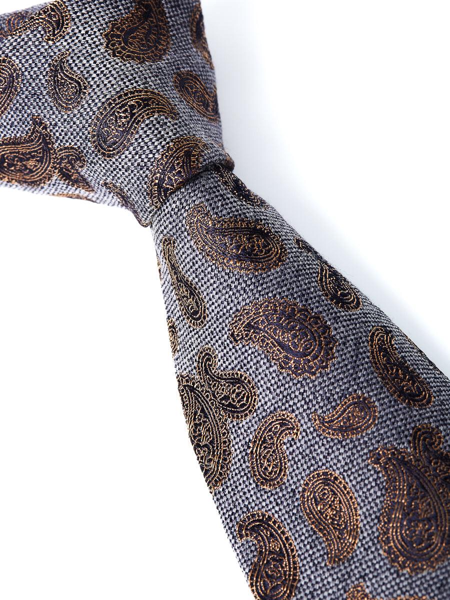 Favourbrook Slate Grey Durlston Paisley Silk/Wool Tie