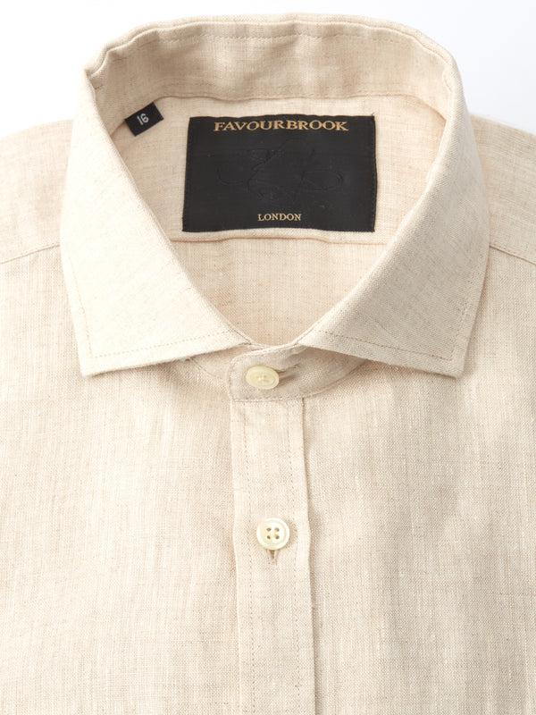 Favourbrook Stone Bridford Linen Cutaway Collar Shirt