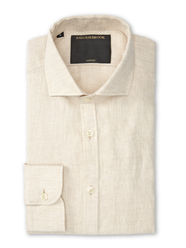 favourbrook Stone Bridford Linen Cutaway Collar Shirt