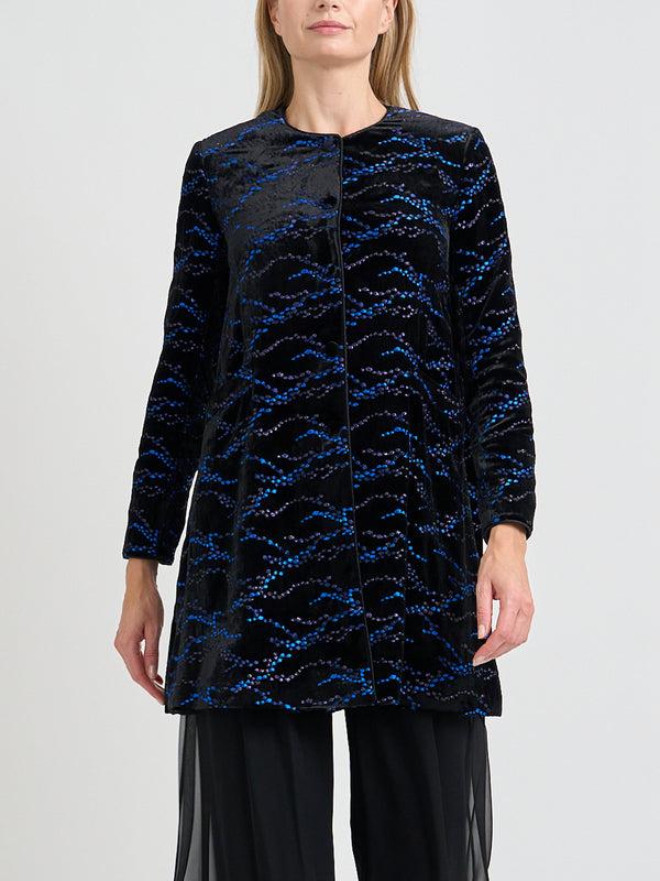 Favourbrook Swing Jacket Black Cobalt Sheringham Silk Velvet