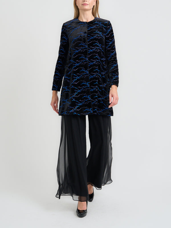 favourbrook Swing Jacket Black Cobalt Sheringham Silk Velvet