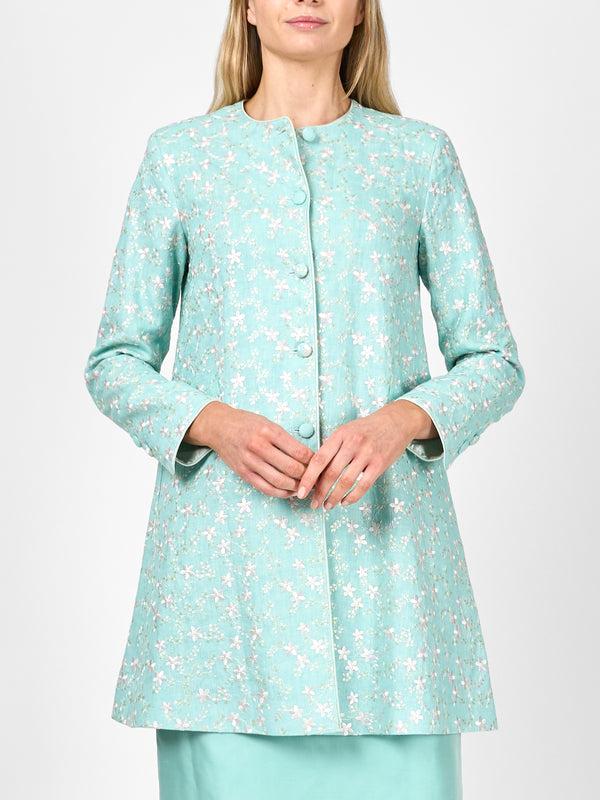 Favourbrook Swing Jacket Long Sleeve Aqua Lagoon Finborough Linen