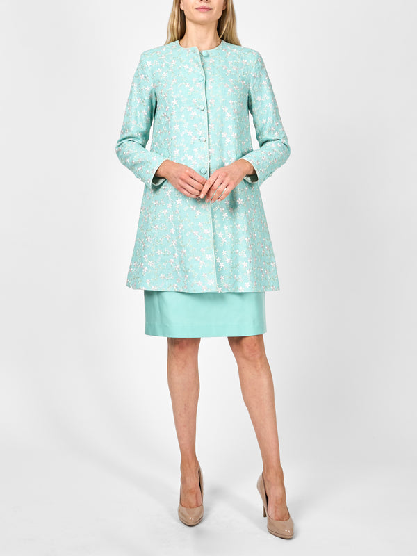 favourbrook Swing Jacket Long Sleeve Aqua Lagoon Finborough linen