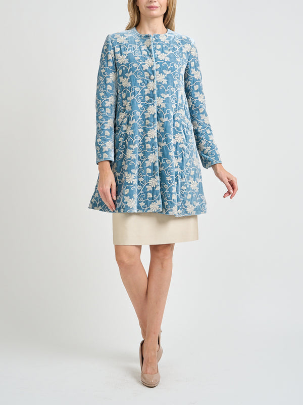 favourbrook Swing Jacket Powder Blue Oakleigh Silk Velvet