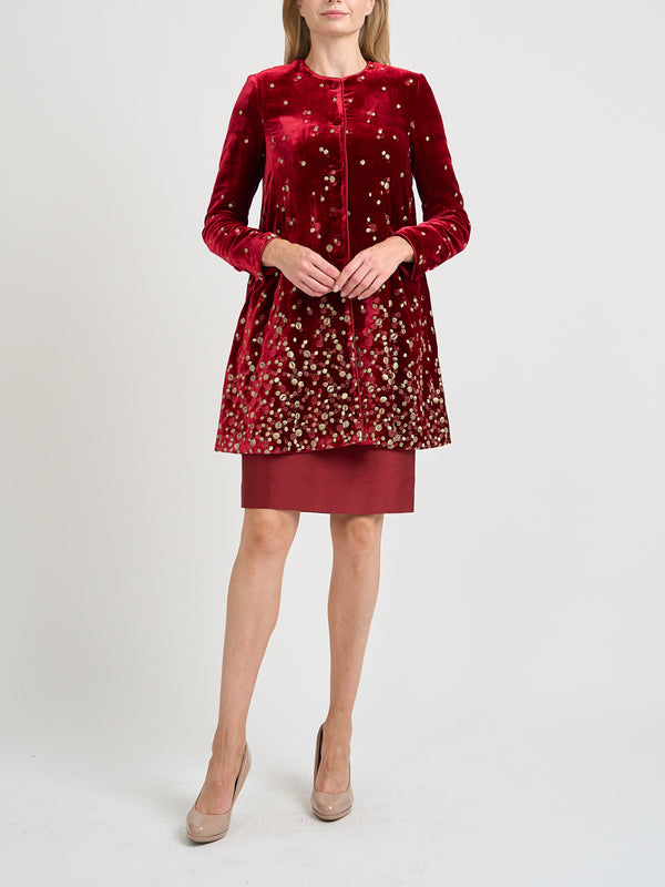 favourbrook Swing Jacket Red Green Culford Silk Velvet