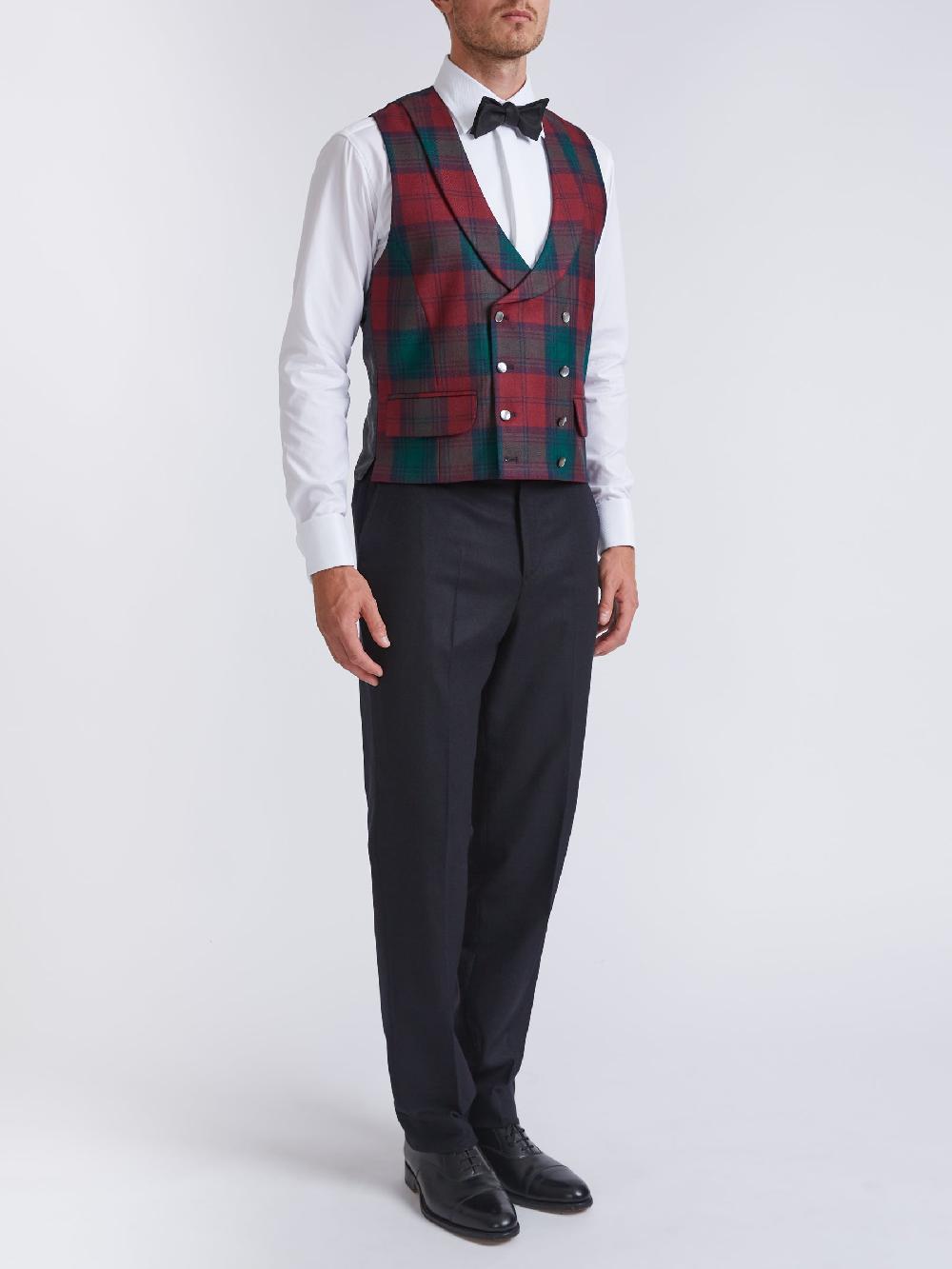 Favourbrook Tartan Lindsey Double Breasted Waistcoat With Lapel