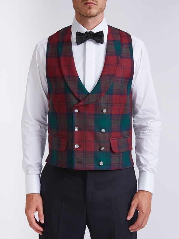 favourbrook Tartan Lindsey Double Breasted Waistcoat with Lapel
