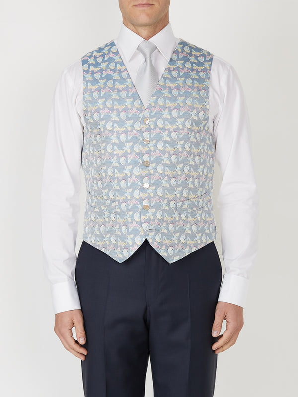 favourbrook Victoria Sky Blue Single Breasted Waistcoat