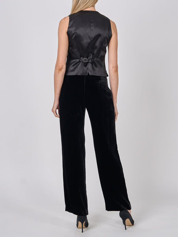 Favourbrook Waistcoat Single-Breasted Black Gold Rozier Silk Velvet