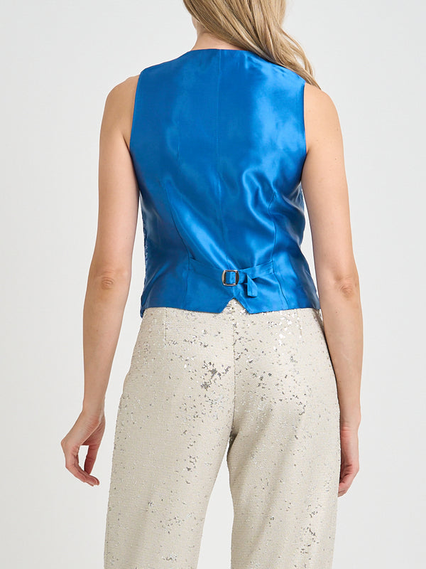 Favourbrook Waistcoat Single-Breasted Cobalt Burchett Silk Velvet