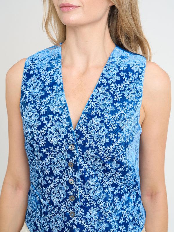 Favourbrook Waistcoat Single-Breasted Cobalt Burchett Silk Velvet