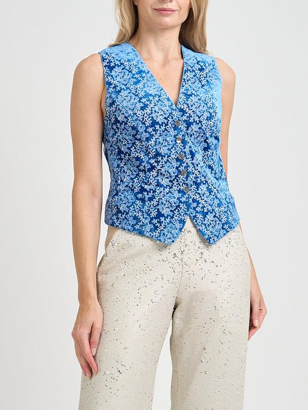 favourbrook Waistcoat Single-Breasted Cobalt Burchett Silk Velvet