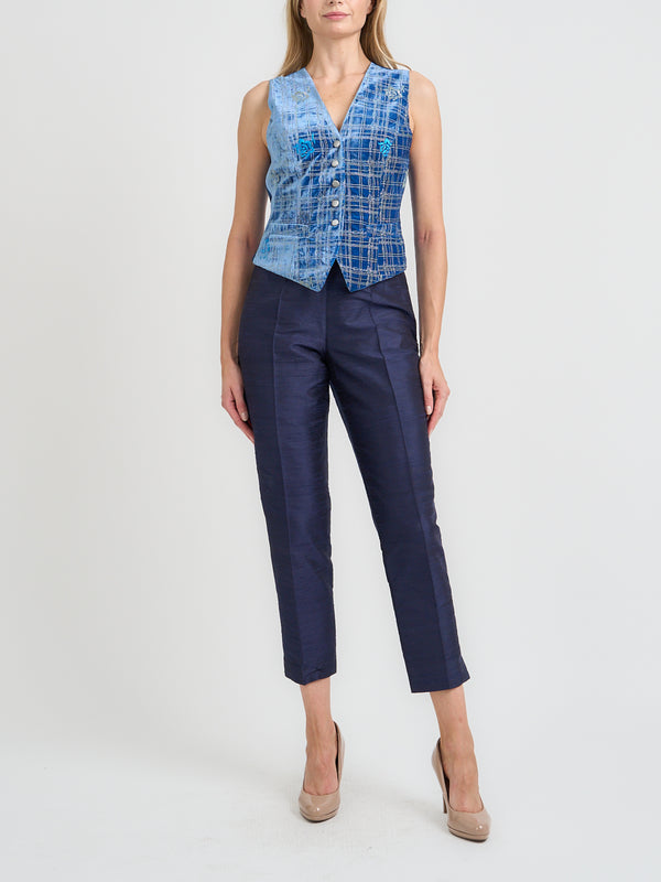 Favourbrook Waistcoat Single-Breasted Cobalt Mackintosh Silk Velvet