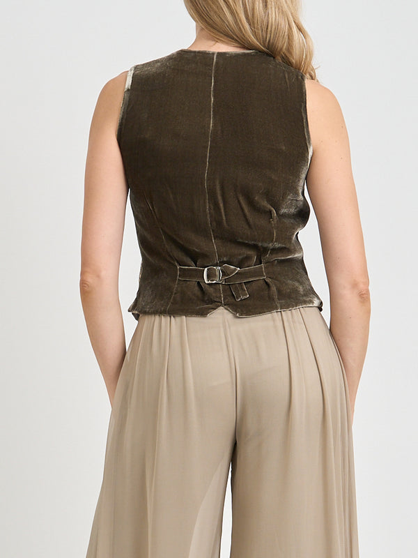 Favourbrook Waistcoat Single-Breasted Oak Gold Lutterworth Silk Velvet