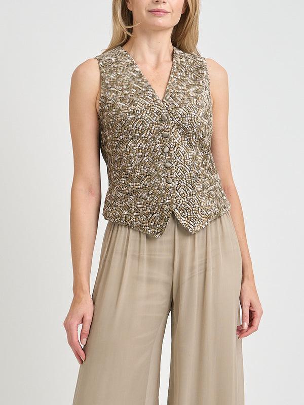 favourbrook Waistcoat Single-Breasted Oak Gold Lutterworth Silk Velvet