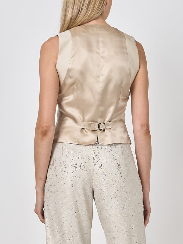 Favourbrook Waistcoat Single-Breasted Oyster Mini Sequins