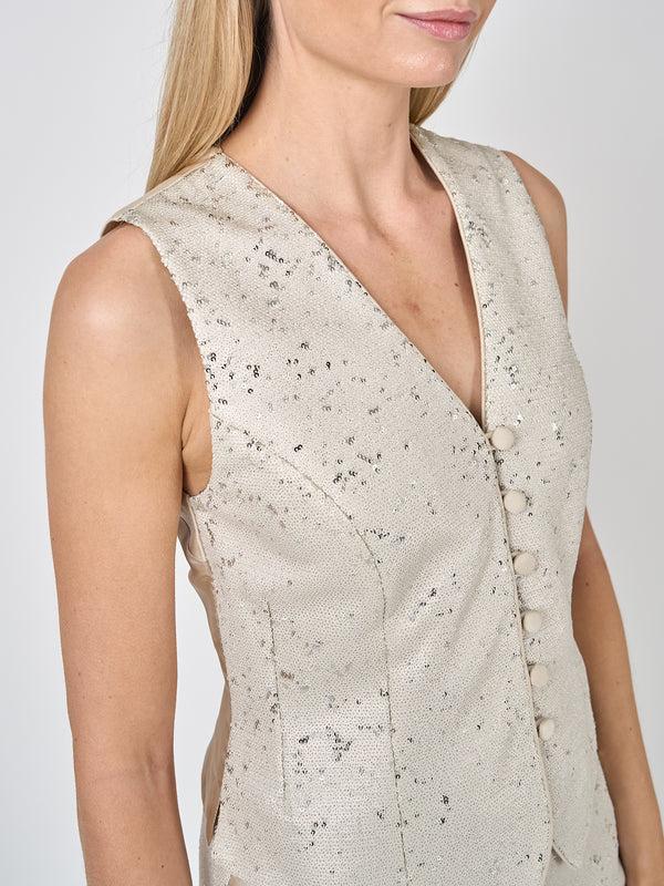 Favourbrook Waistcoat Single-Breasted Oyster Mini Sequins