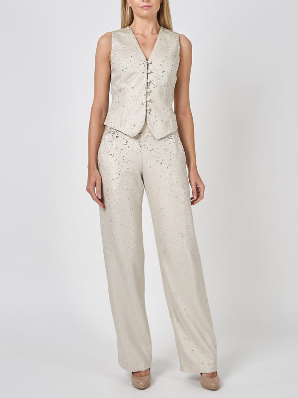 Favourbrook Waistcoat Single-Breasted Oyster Mini Sequins